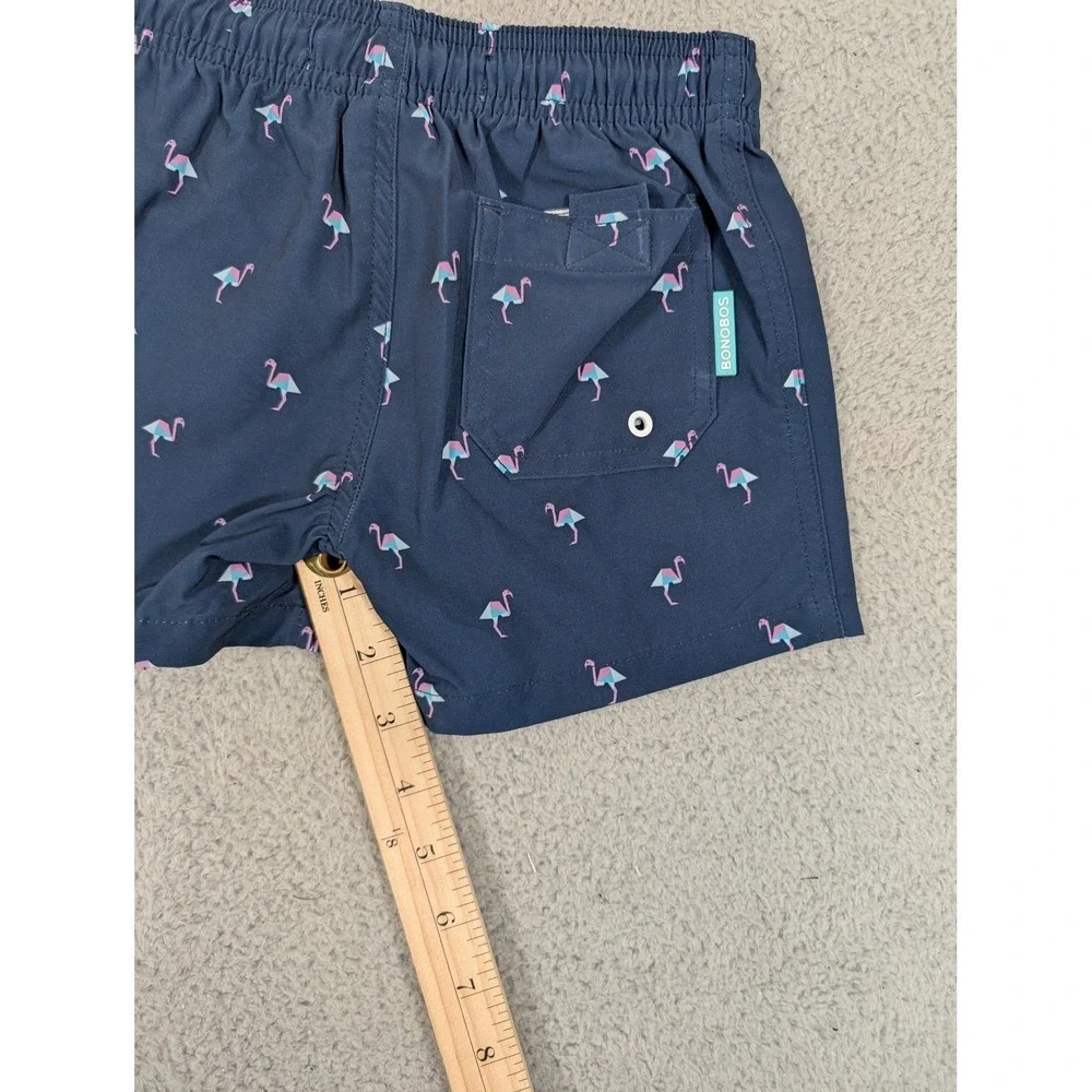 Bonobos Swim Trunks Shorts Boys 3T Blue Flamingo Quick Dry Elastic Waist Summer